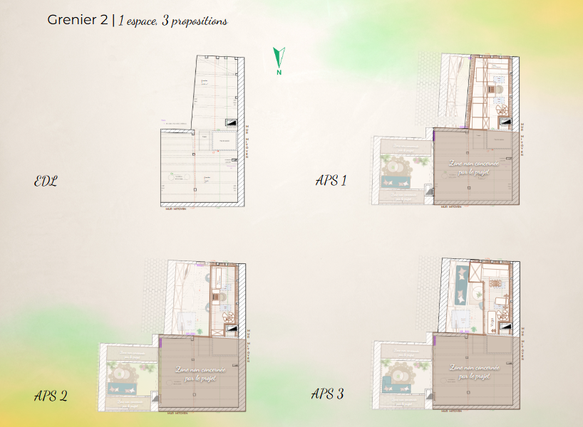 APS — Combles aménageables | Projet PHOENIX, Lavaux | KEMARA Design, Vevey Avant-projet sommaire des combles aménageables d’une bâtisse du XVIIIe siècle dans le Lavaux, conçu par KEMARA Design à Vevey, Suisse romande.
