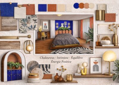 Avant-projet détaillé pour cette belle maison ancienne nichée au coeur du vignoble du Lavaux. Par KEMARA Design Holistique by Céline Champion - Moodboard projet Phoenix