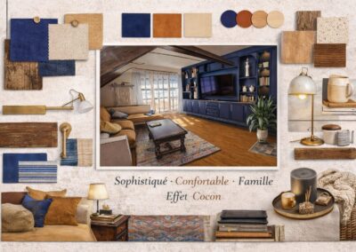 Avant-projet détaillé pour cette belle maison ancienne nichée au coeur du vignoble du Lavaux. Par KEMARA Design Holistique by Céline Champion - Moodboard projet Phoenix